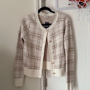 Abercrombie Kids Cream and Brown Plaid Cardigan